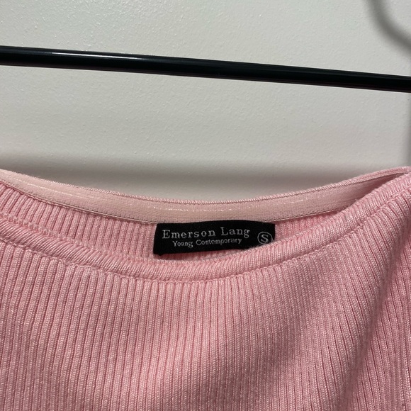 Pink Off-Shoulder Ribbed Sweater - Picture 3 of 5